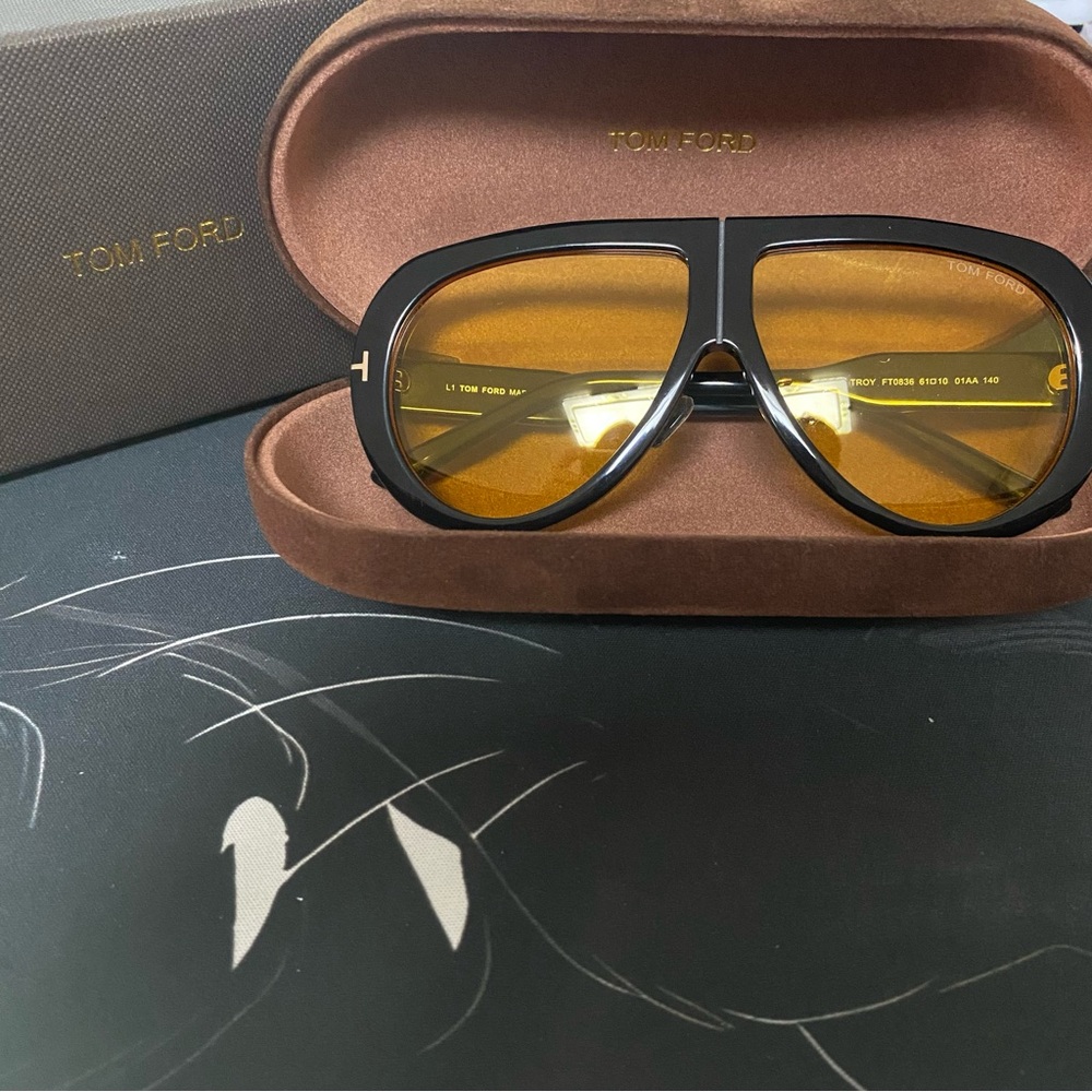 Tom Ford Black and Gold Aviator Sunglasses
